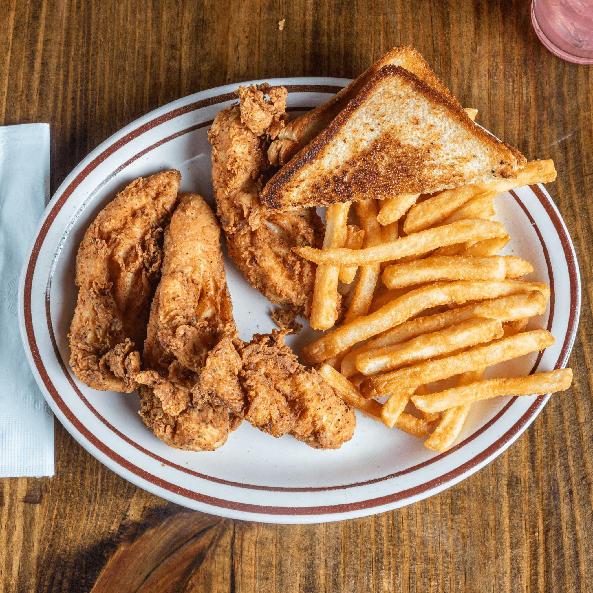 Hand-Battered Chicken Strips.