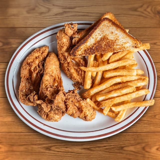 Hand-Battered Chicken Strips.